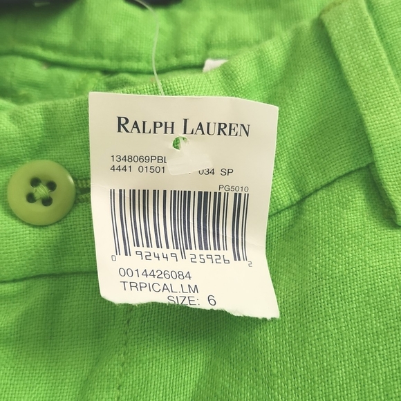 RALPH LAUREN WOMENS LINEN PANTS/TROUSERS NEON GREEN SIZE 6 NEW WITH TAGS - Picture 6 of 12